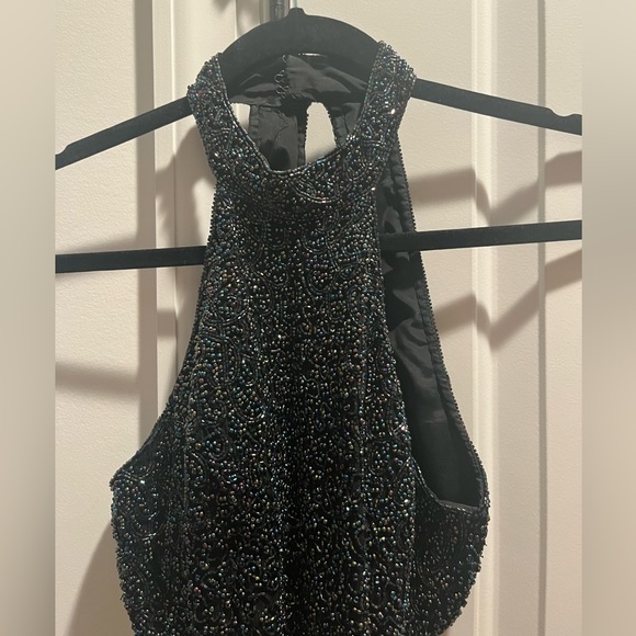 Cache iridescent beaded silk Gown formal backless prom homecoming eveningwear - Picture 7 of 16